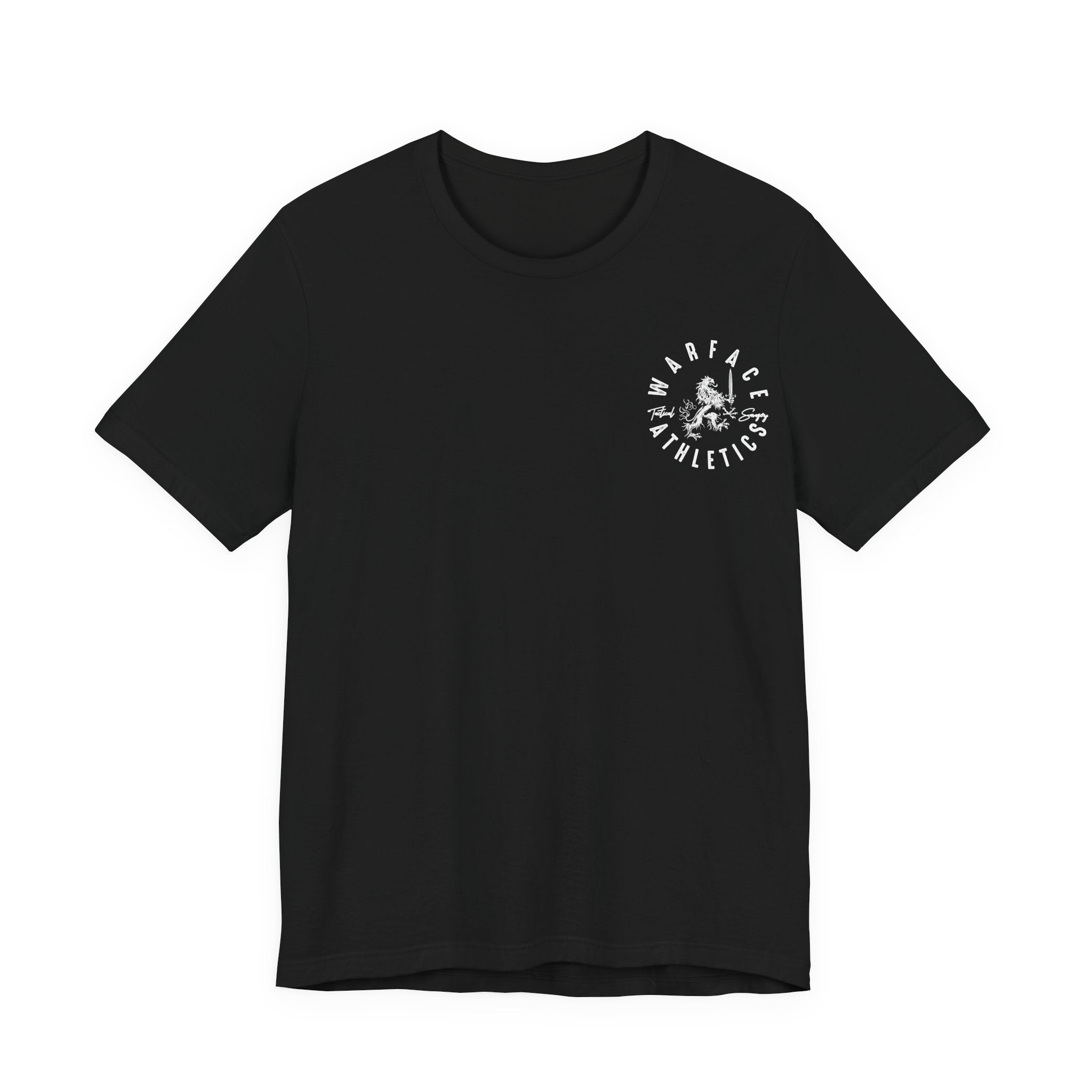 Warface Athletics Heraldic Lion with Gladius Logo black t-shirt— Tactical Savagery Gym Apparel