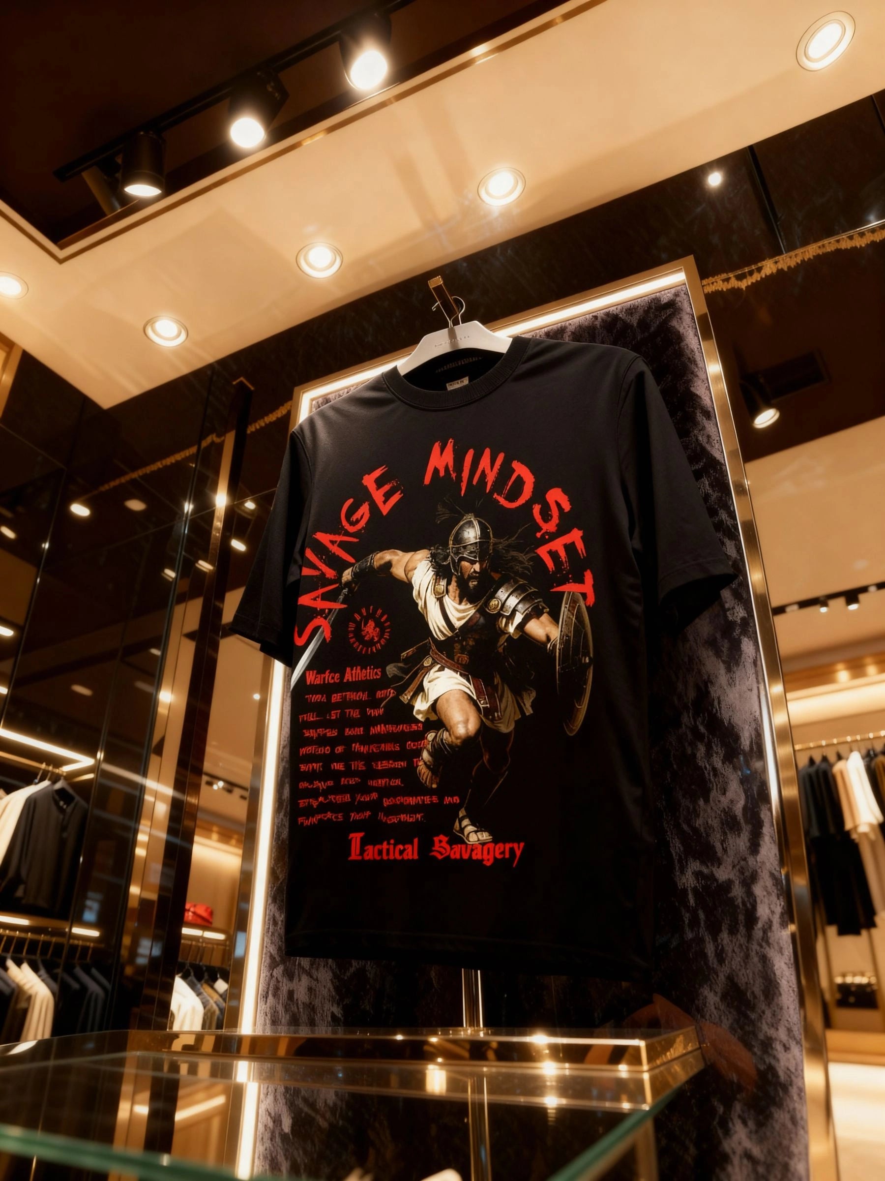 Savage Mindset Gym Shirt Lifestyle — Men's Stoic Quote T-Shirt with Spartan Warrior Graphic by Warface Athletics