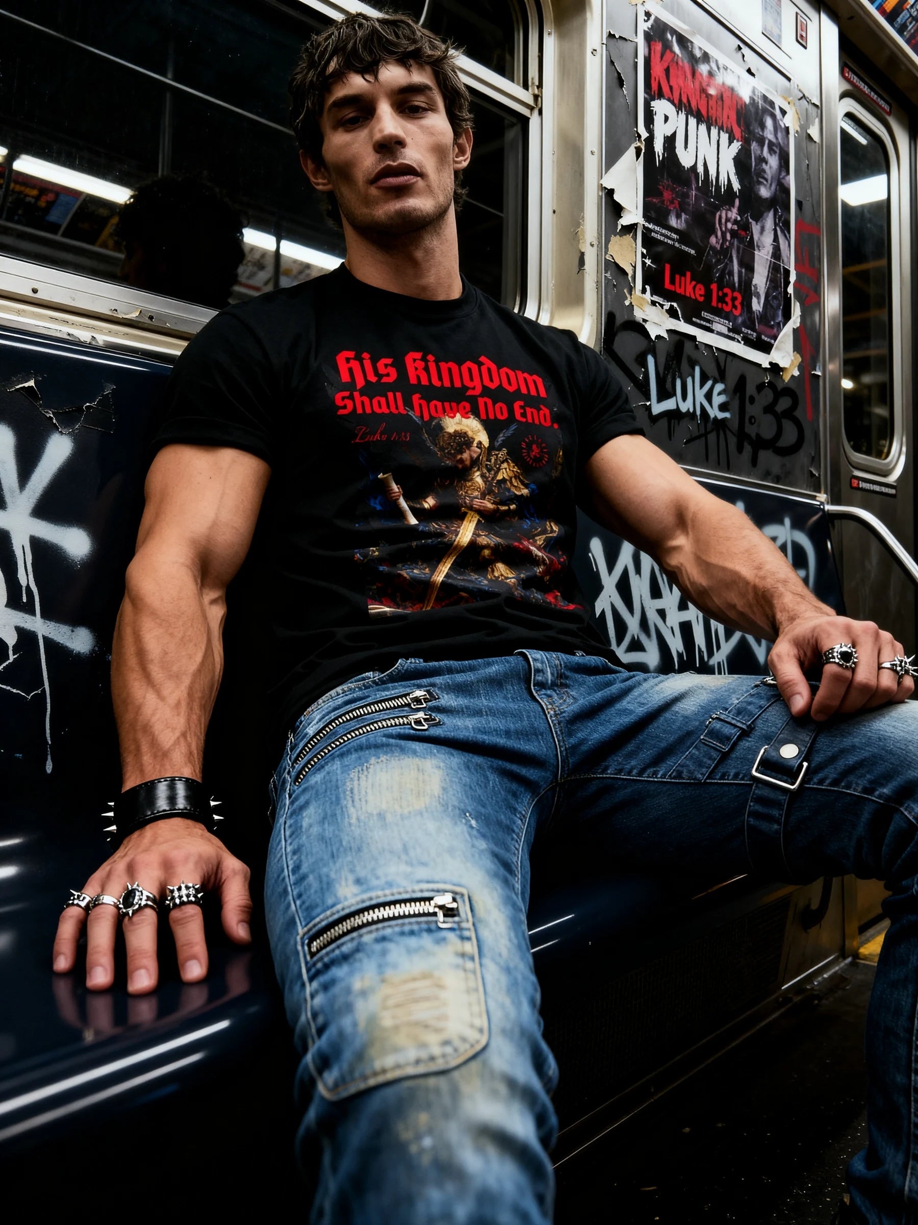 Saint Michael God's Kingdom Heavyweight Graphic Tee — Men's St. Michael Archangel Gym T-Shirt by Warface Athletics