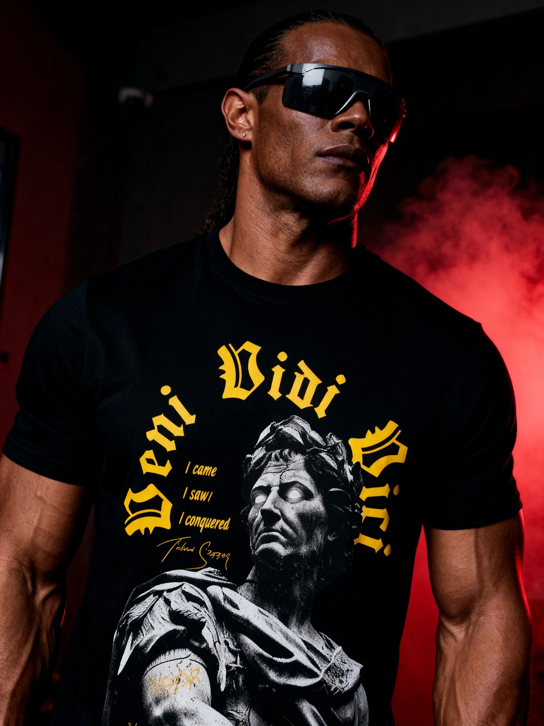 Veni Vidi Vici Tee Display — Men's Athletic Apparel with Roman Empire Warrior Shirt Print by Warface Athletics
