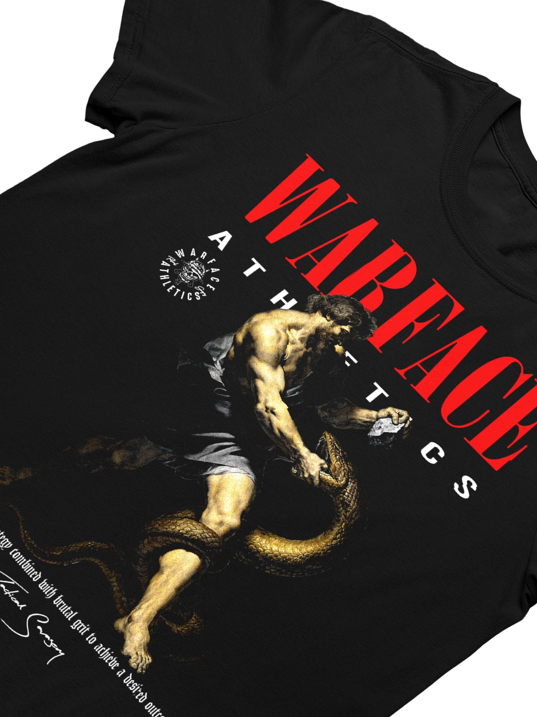 Athleisure Tee Back— Men's Greek Mythology Warrior Shirt with Hercules Achelous Print by Warface Athletics