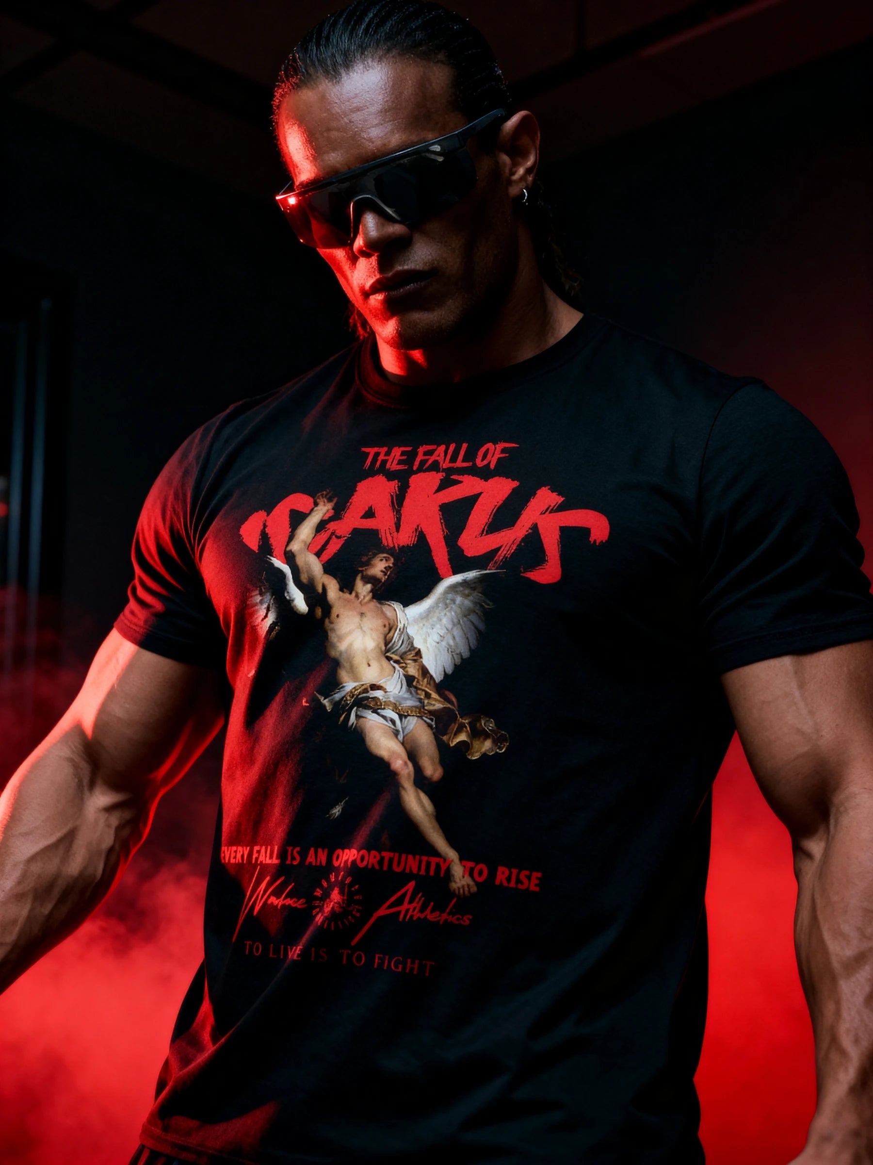 Warface Athletics Athletic Apparel Display — Fall of Icarus Heavyweight Graphic T-Shirt with Inspirational Quote