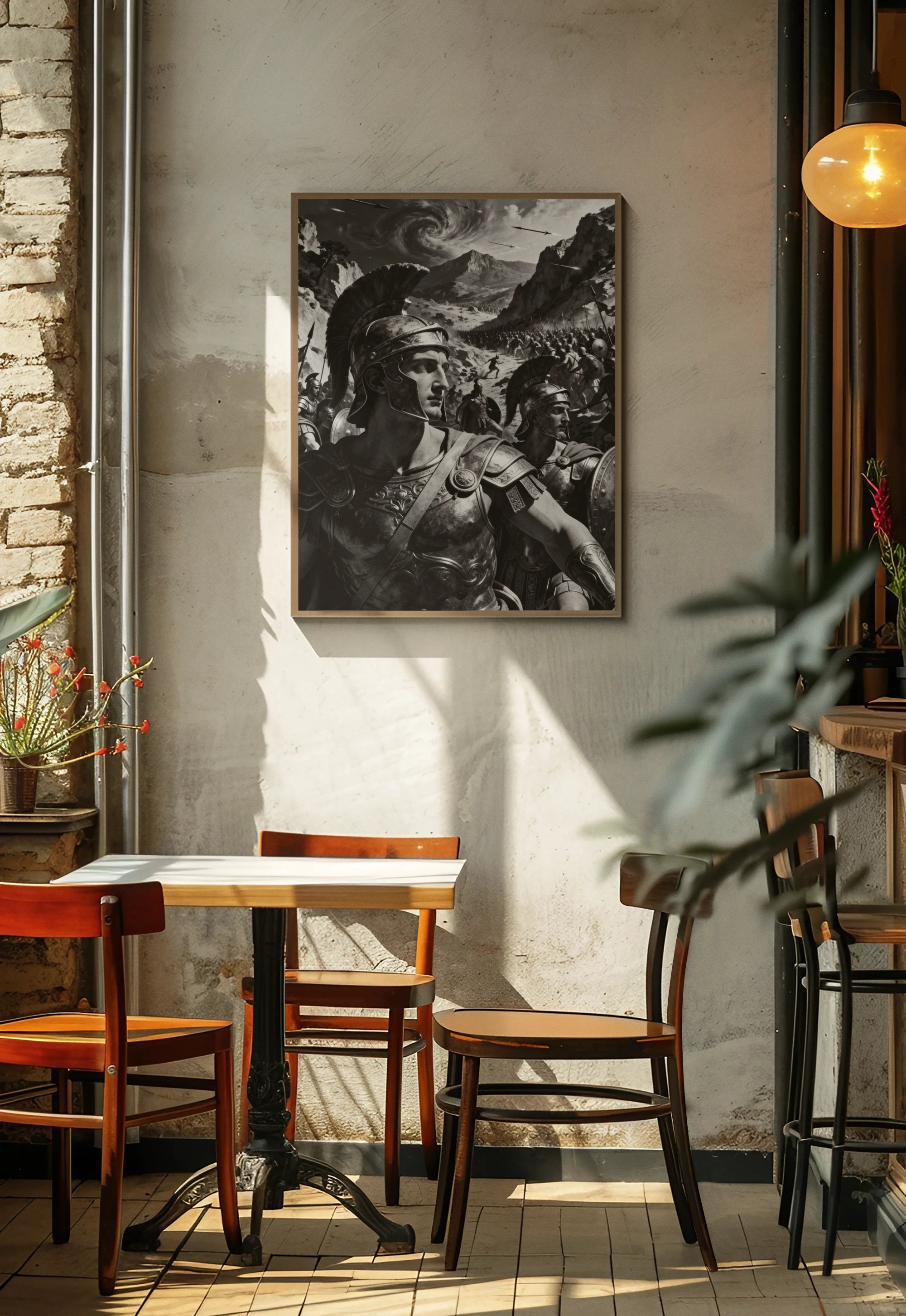 Spartan general canvas art in home interior – ancient greece wall art, gallery wrapped ready to hang. Warface Athletics.