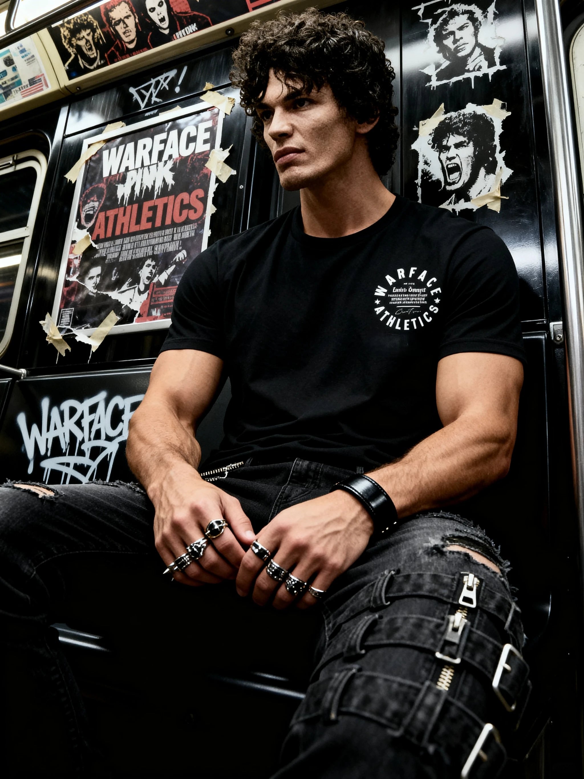 Warface Athletics — Tactical Savagery brand logo on front of black t-shirt | Greek Mythology Gym Apparel