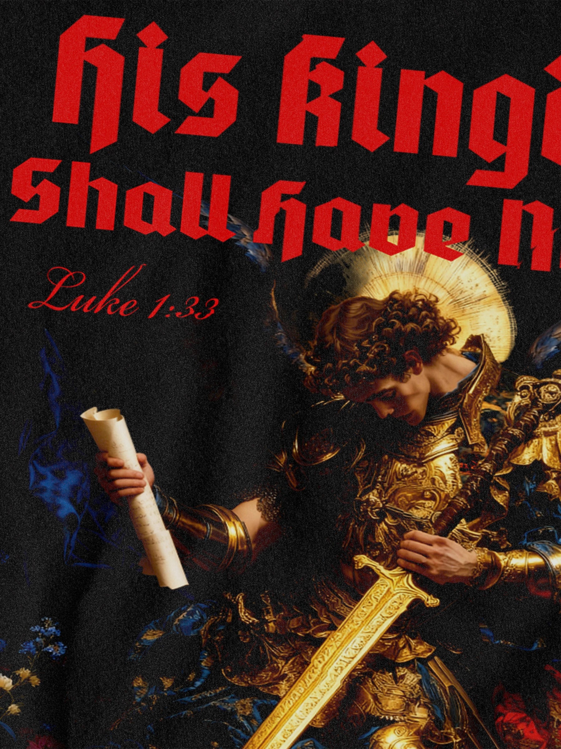 St. Michael Shirt Text Detail — Men's Graphic Tee for Guys with Motivational Quote and Archangel Print by Warface Athletics