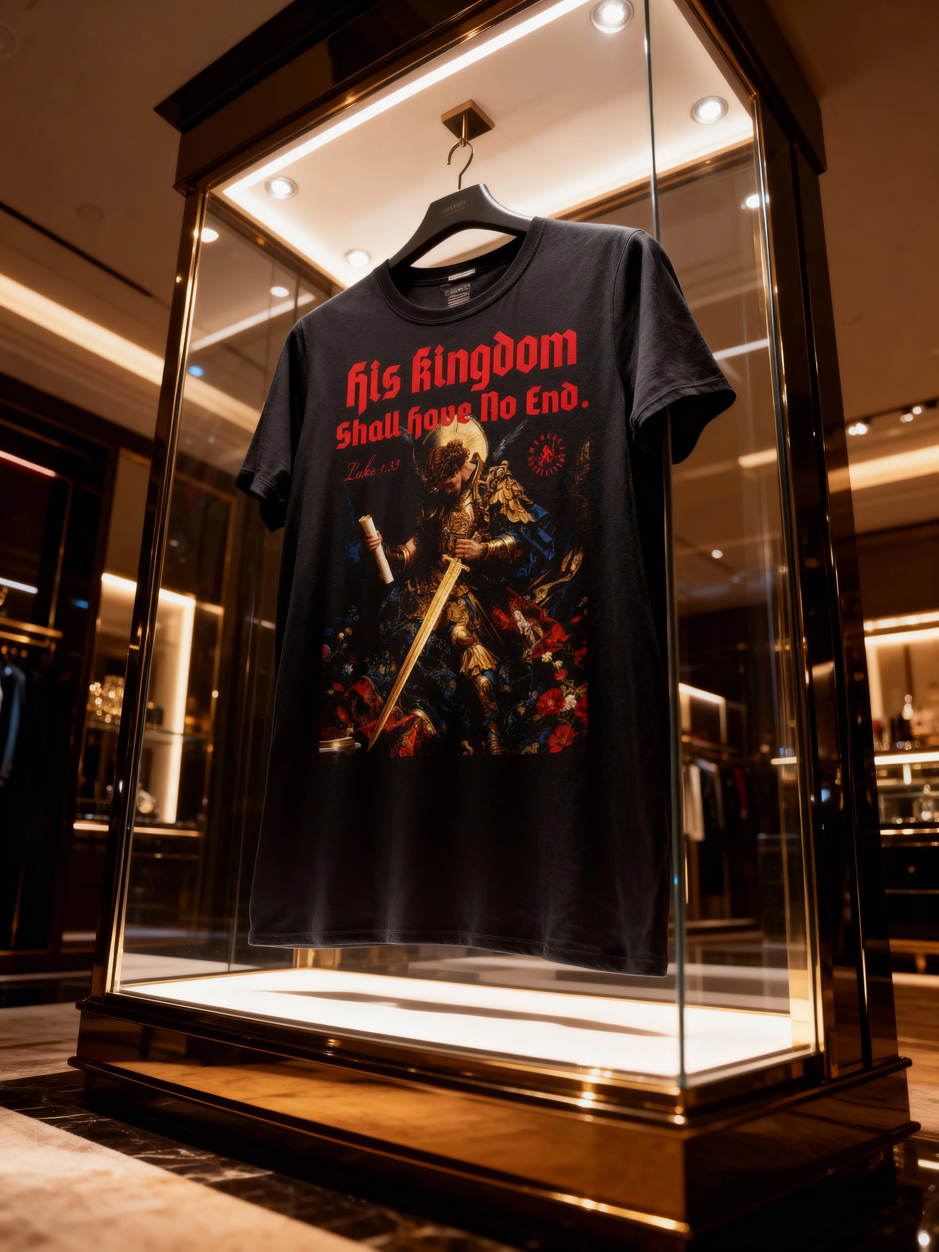 St. Michael Archangel Tribute Shirt Display — Men's Gym T-Shirt with Inspirational Quote by Warface Athletics