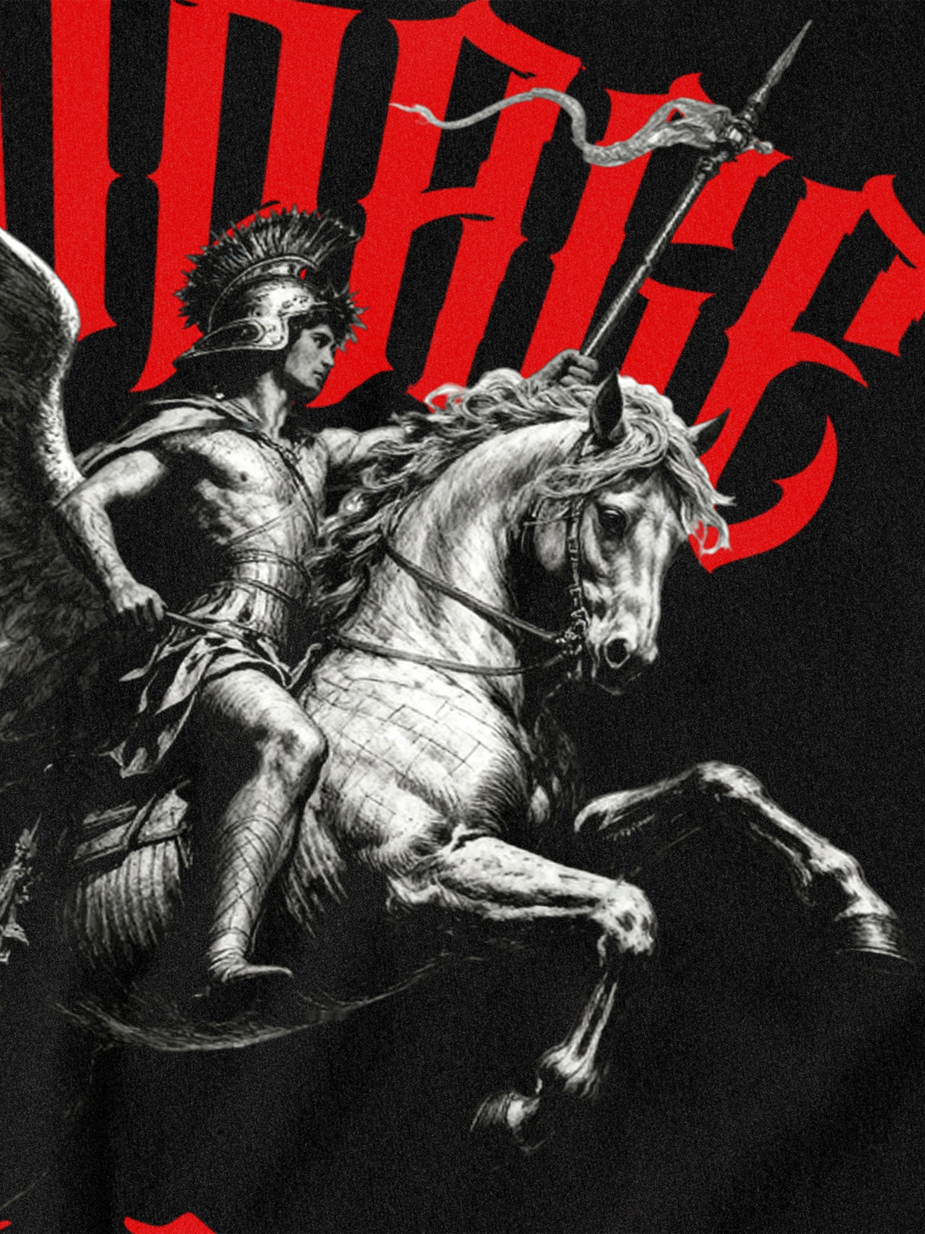 Bellerophon Pegasus Courage Graphic Tee Display — Men's Greek Mythology Heavyweight Shirt with Warrior Print by Warface Athletics