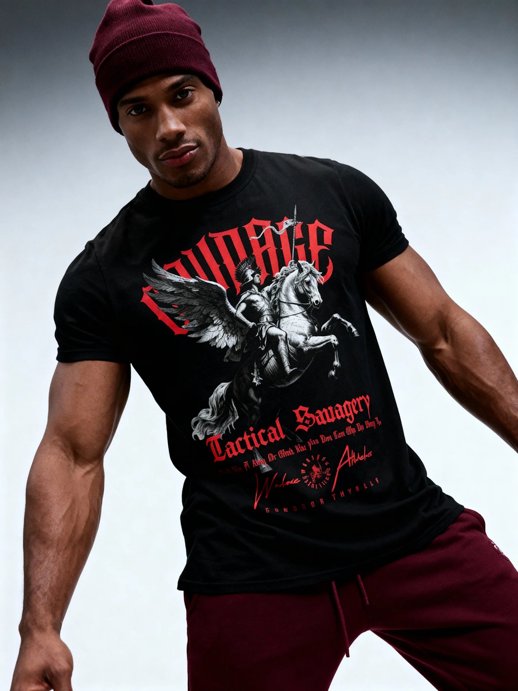 Bellerophon and Pegasus Heavyweight Tee Lifestyle — Men's Greek Mythology T-Shirt with Stoic Quote by Warface Athletics