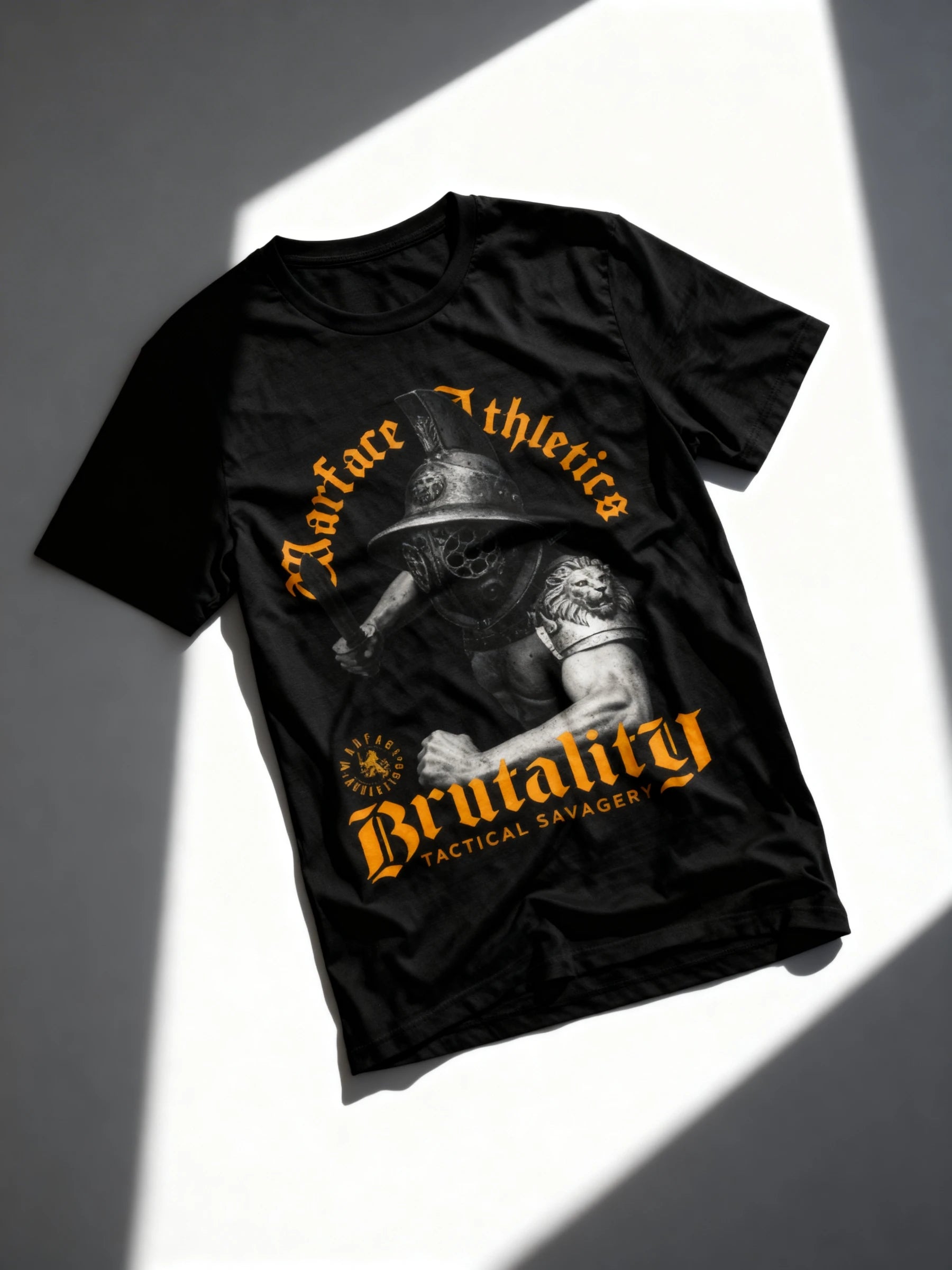 Brutality Gladiator Workout Shirt Lifestyle — Men's Graphic Tees for Guys with Stoic Motivational Quote by Warface Athletics