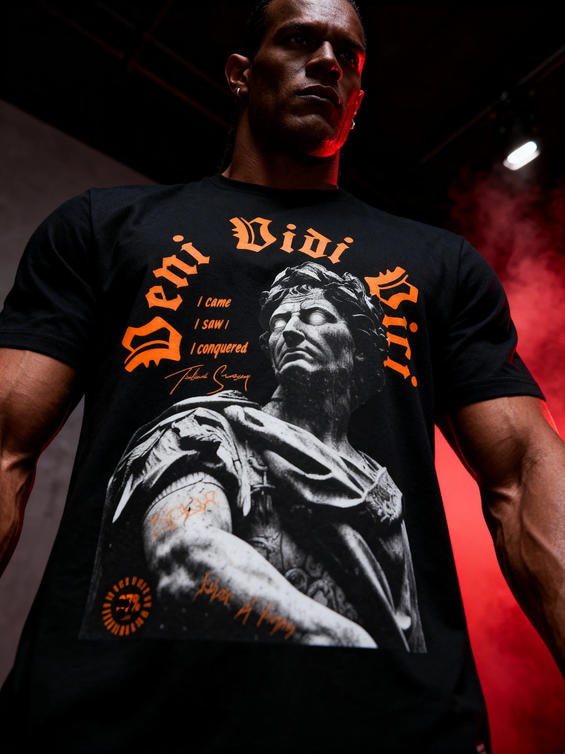 Veni Vidi Vici Gym Shirt Lifestyle — Men's Roman Warrior T-Shirt with Stoic Motivational Quote by Warface Athletics