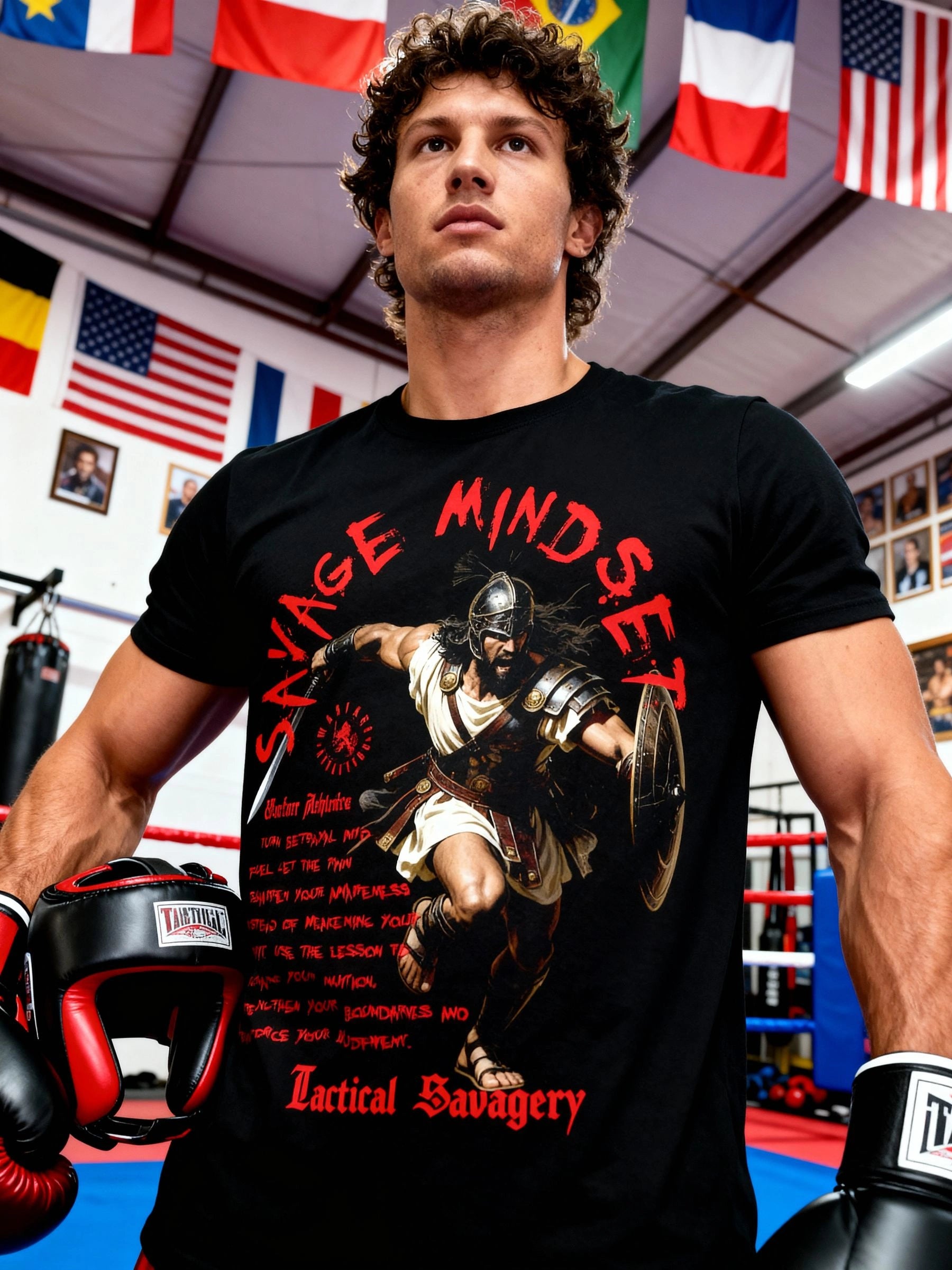 Savage Mindset Graphic Tee Lifestyle — Men's Spartan Warrior T-Shirt with Stoic Quote by Warface Athletics