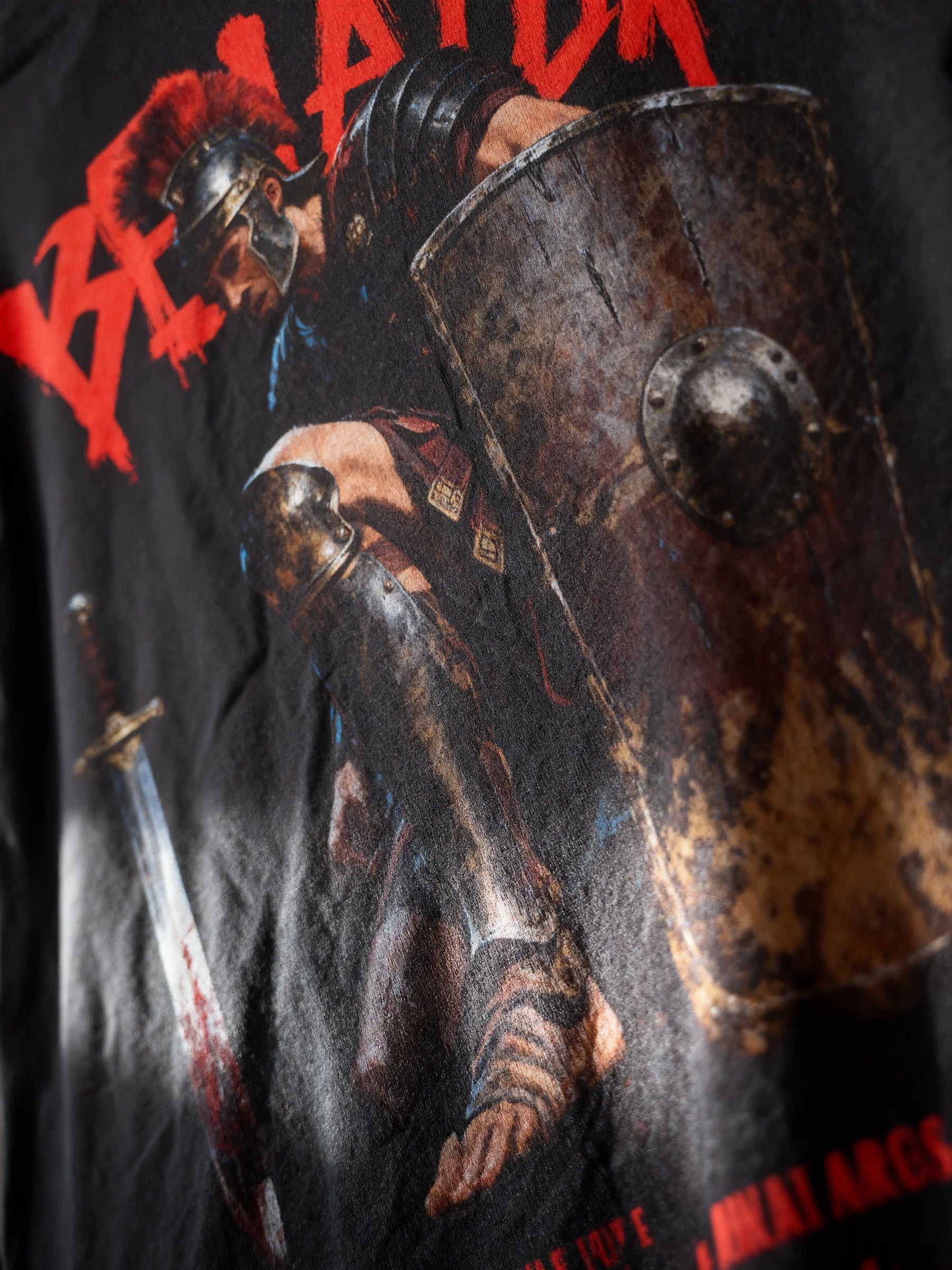 T shirt with graphics – Venator gladiator heavyweight tee dark moody urban lifestyle shot – Warface Athletics