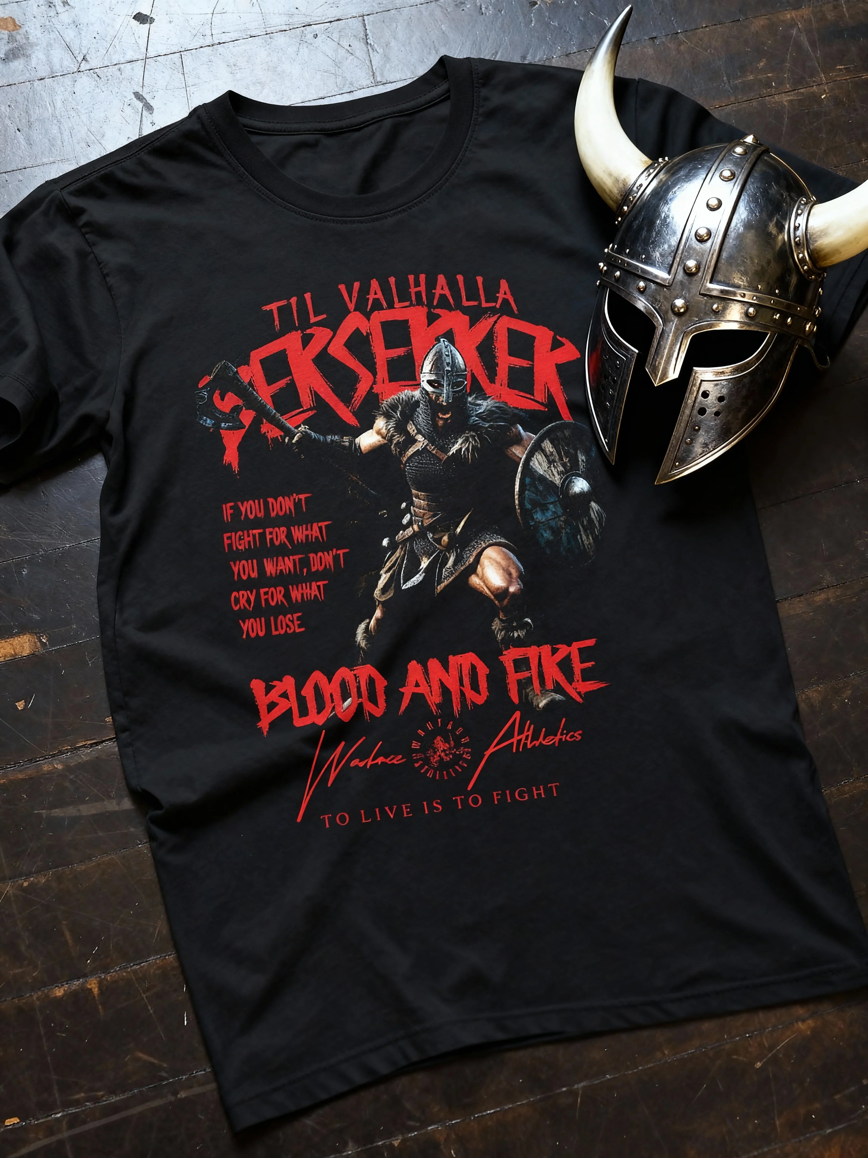 Viking Warlord Tee Back View — Men's Warrior Clothing with Norse Motivational Quote by Warface Athletics