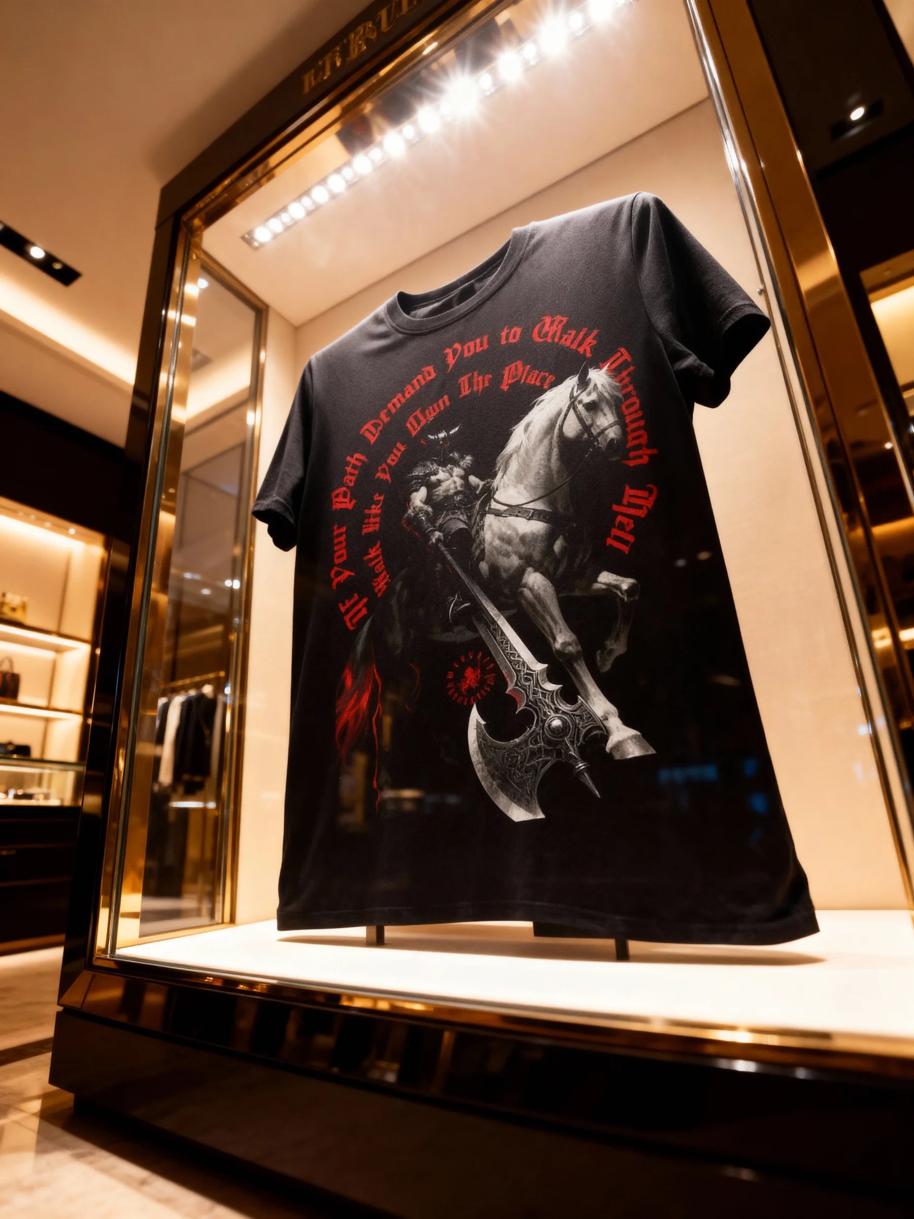 Walk Like You Own The Place viking gym shirt on display – men's norse warrior heavyweight tee, Comfort Colors 1717.