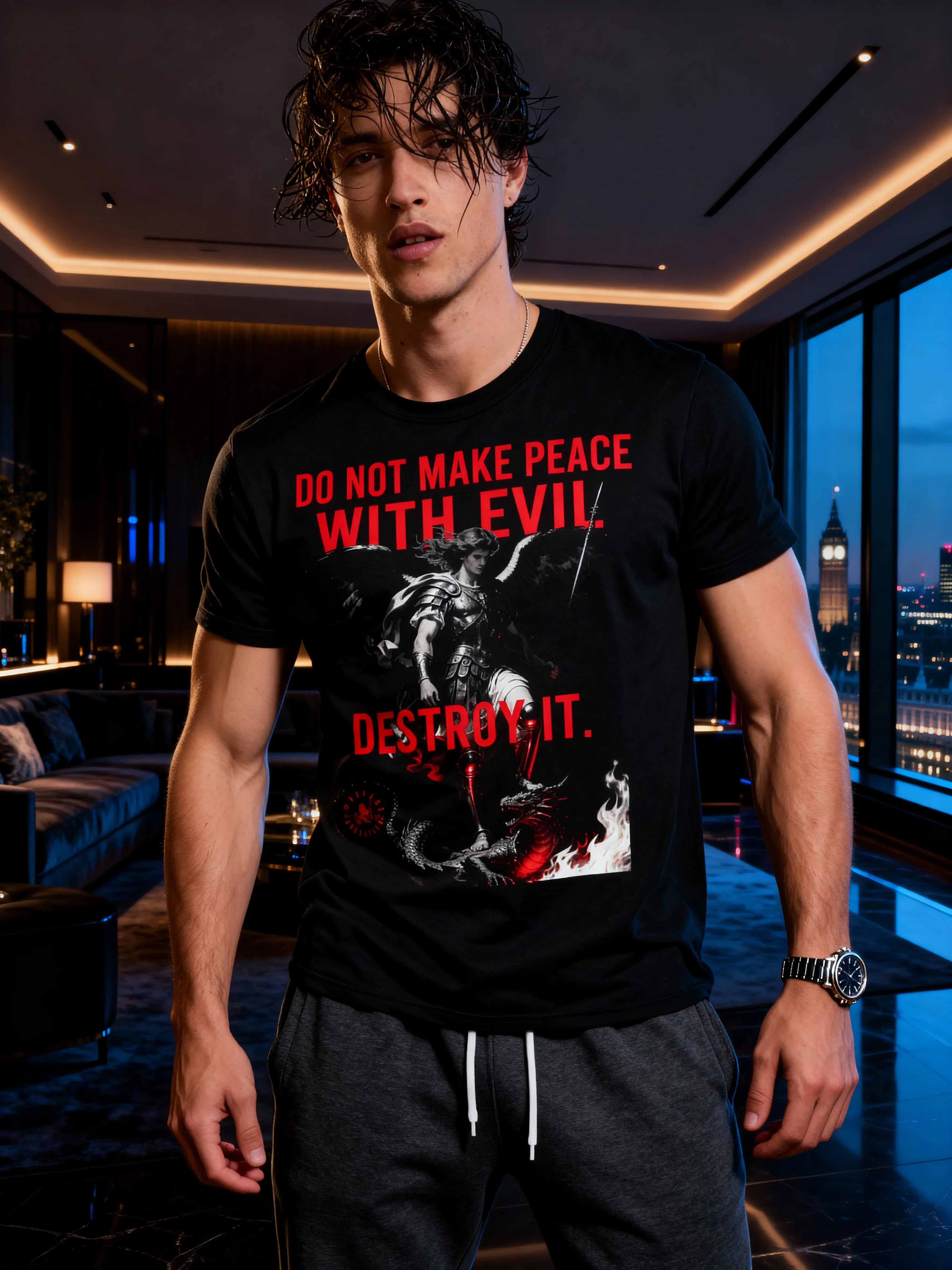 Saint Michael Workout Shirt for Men Lifestyle — Men's Athletic Apparel with Warrior Clothing Aesthetic by Warface Athletics