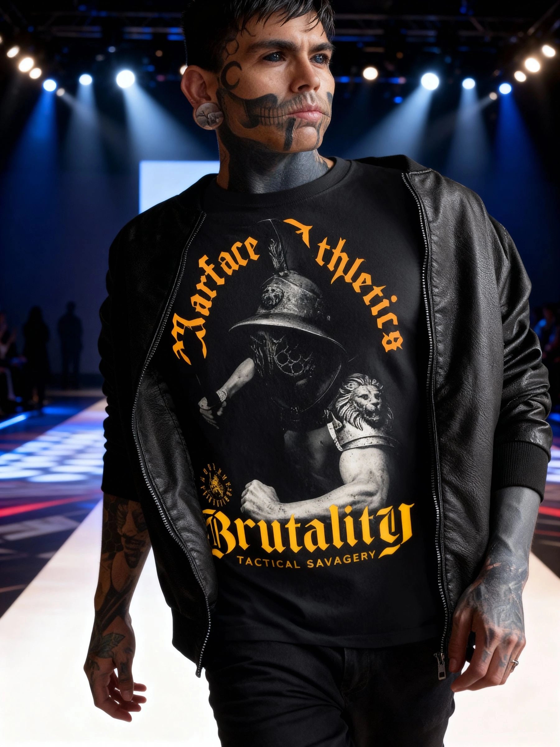 Brutality Gladiator Graphic Tee Lifestyle — Men's Gladiator T-Shirt with Stoic Quote by Warface Athletics