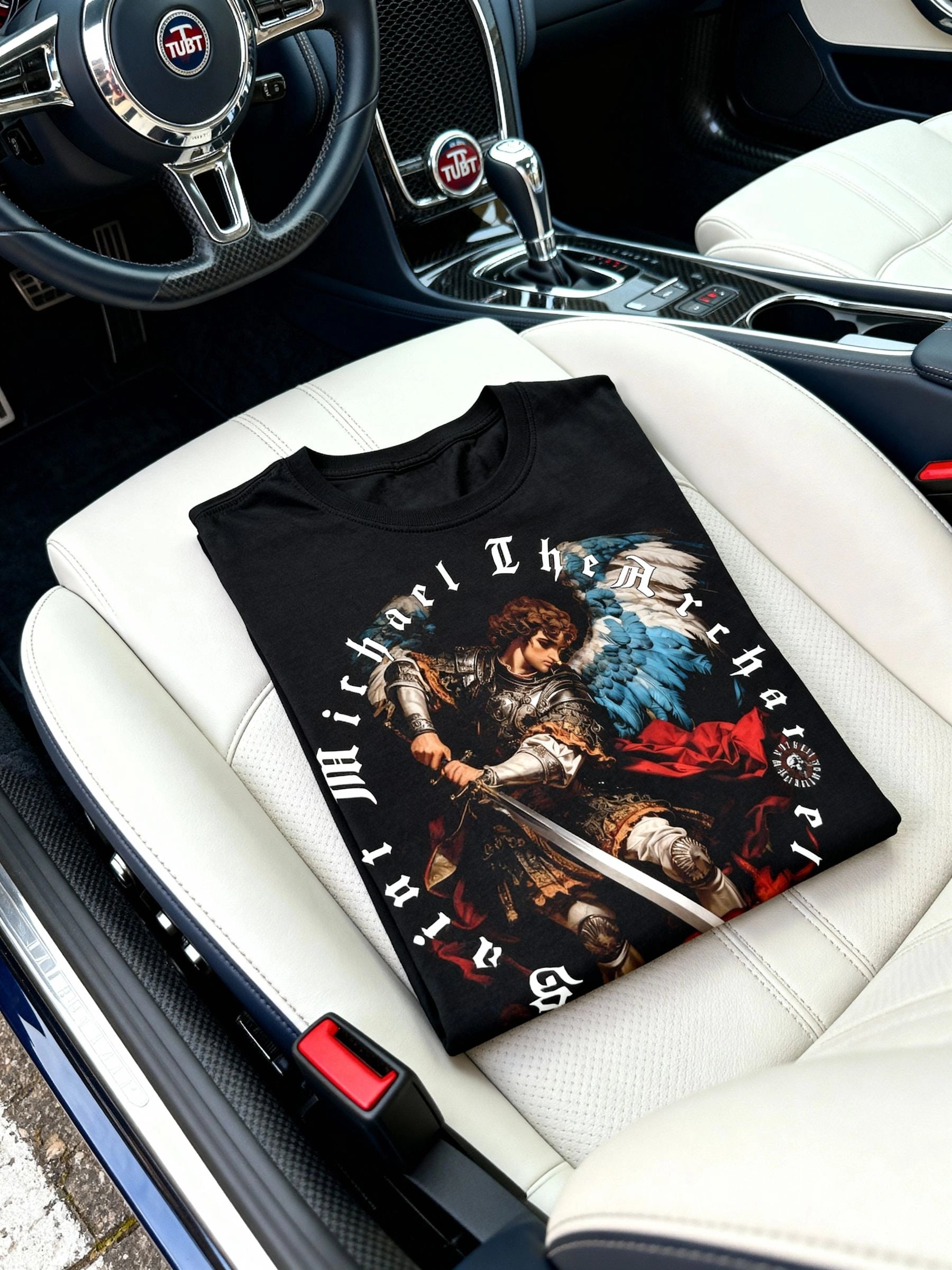 Saint Michael Archangel Athletic Apparel Lifestyle — Men's Streetwear Graphic Tee with Christian Quote by Warface Athletics