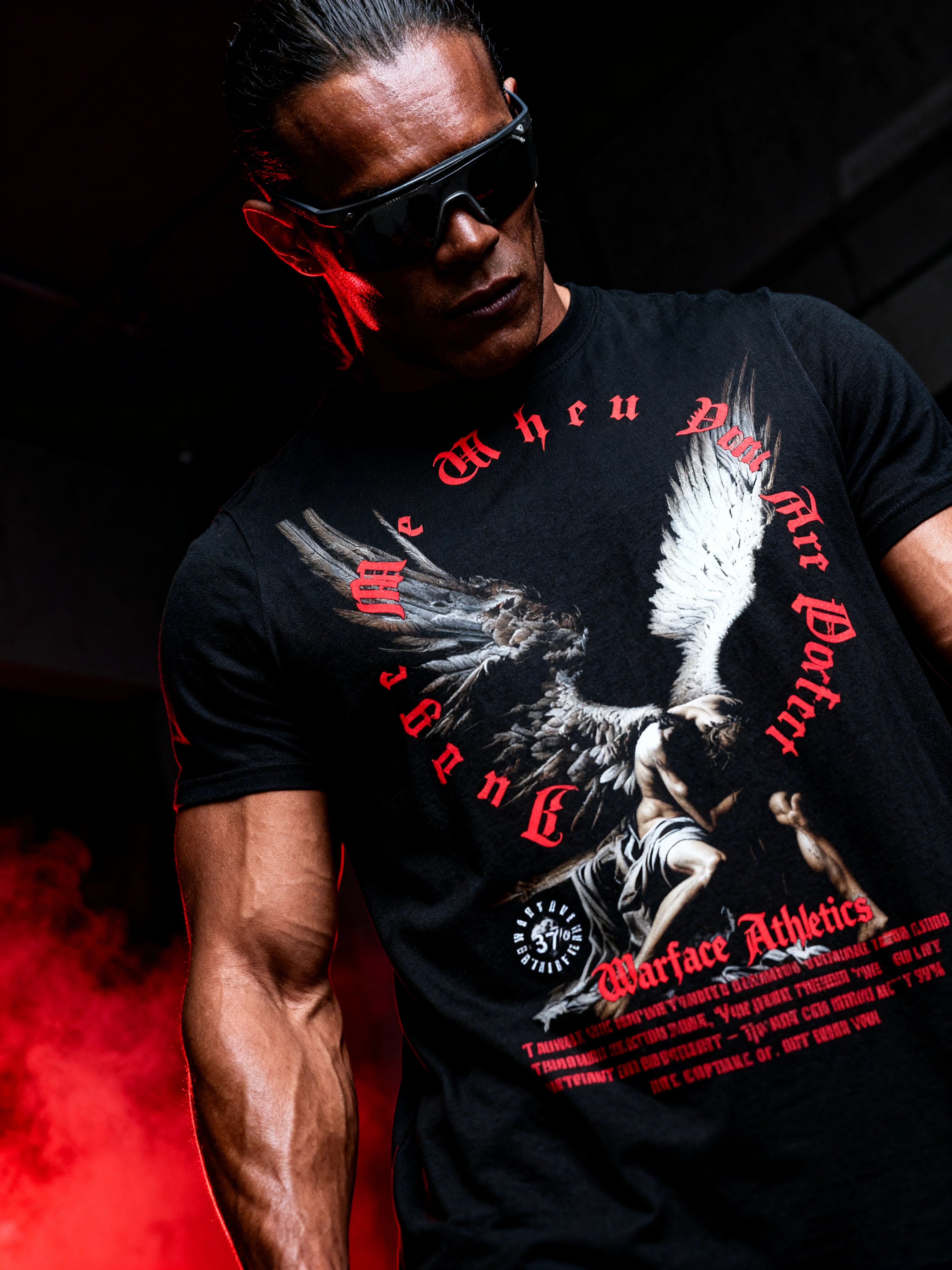Fallen Angel Graphic Tee — Men's Christian Clothing with Stoic Motivational Quote by Warface Athletics