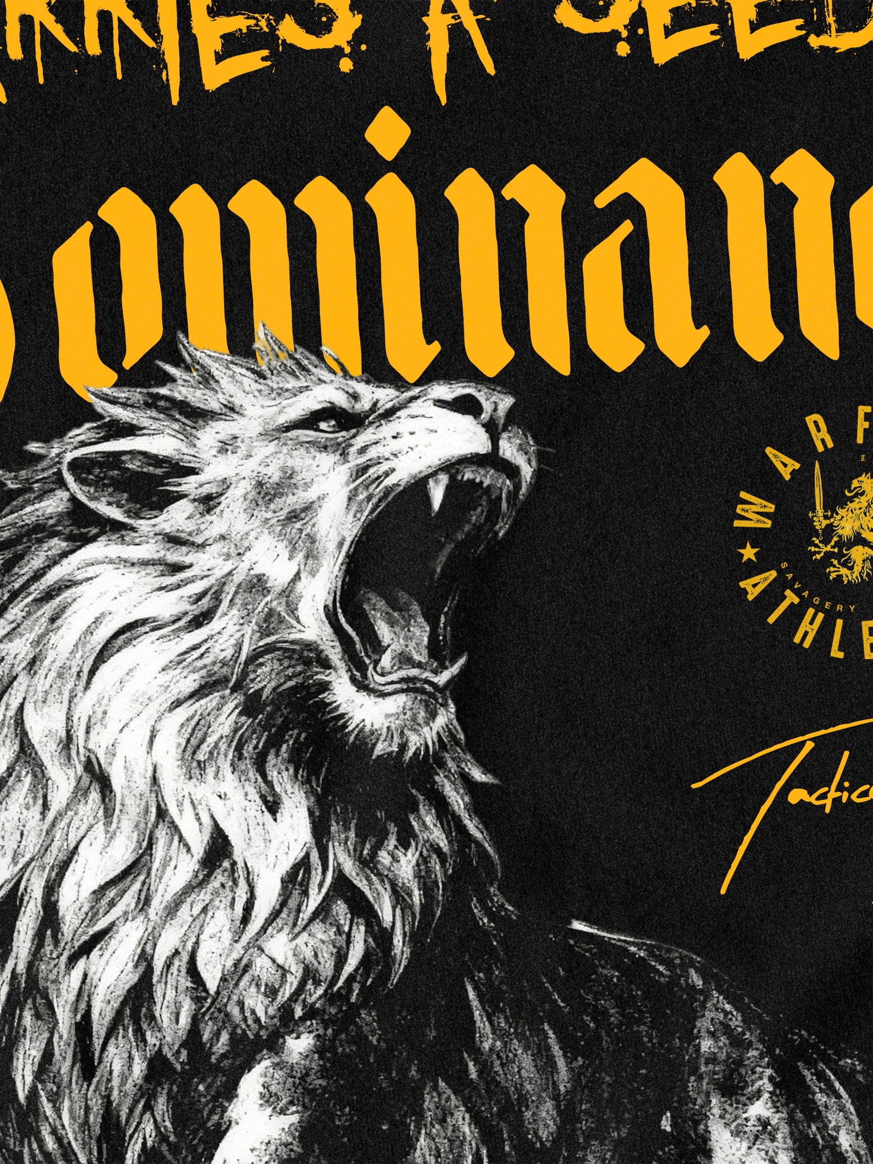 Lion Dominance Graphic Long Sleeve Display — Men's Stoic Quote T-Shirt with Bold Lion Print by Warface Athletics