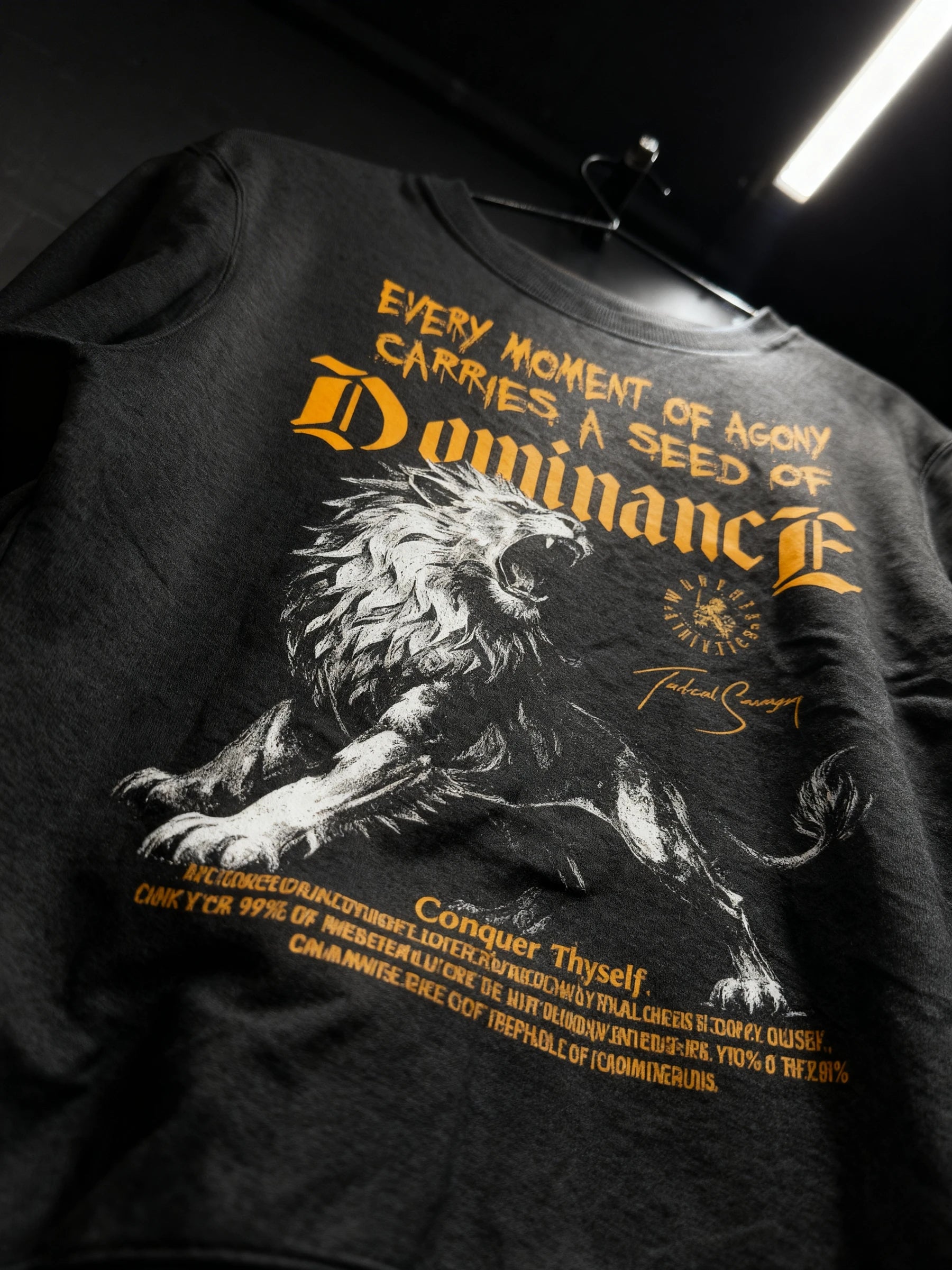 Lion Dominance Long Sleeve Display — Men's Athletic Apparel with Lion Warrior Shirt Print by Warface Athletics