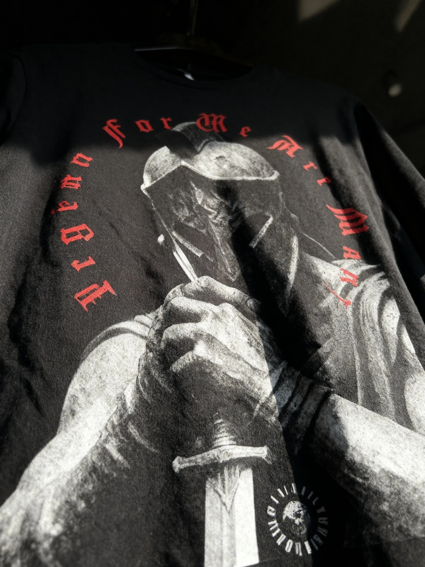 Legion For We Are Many gym shirt front spartan warrior graphic tee, Bella+Canvas 3001. Warface Athletics.