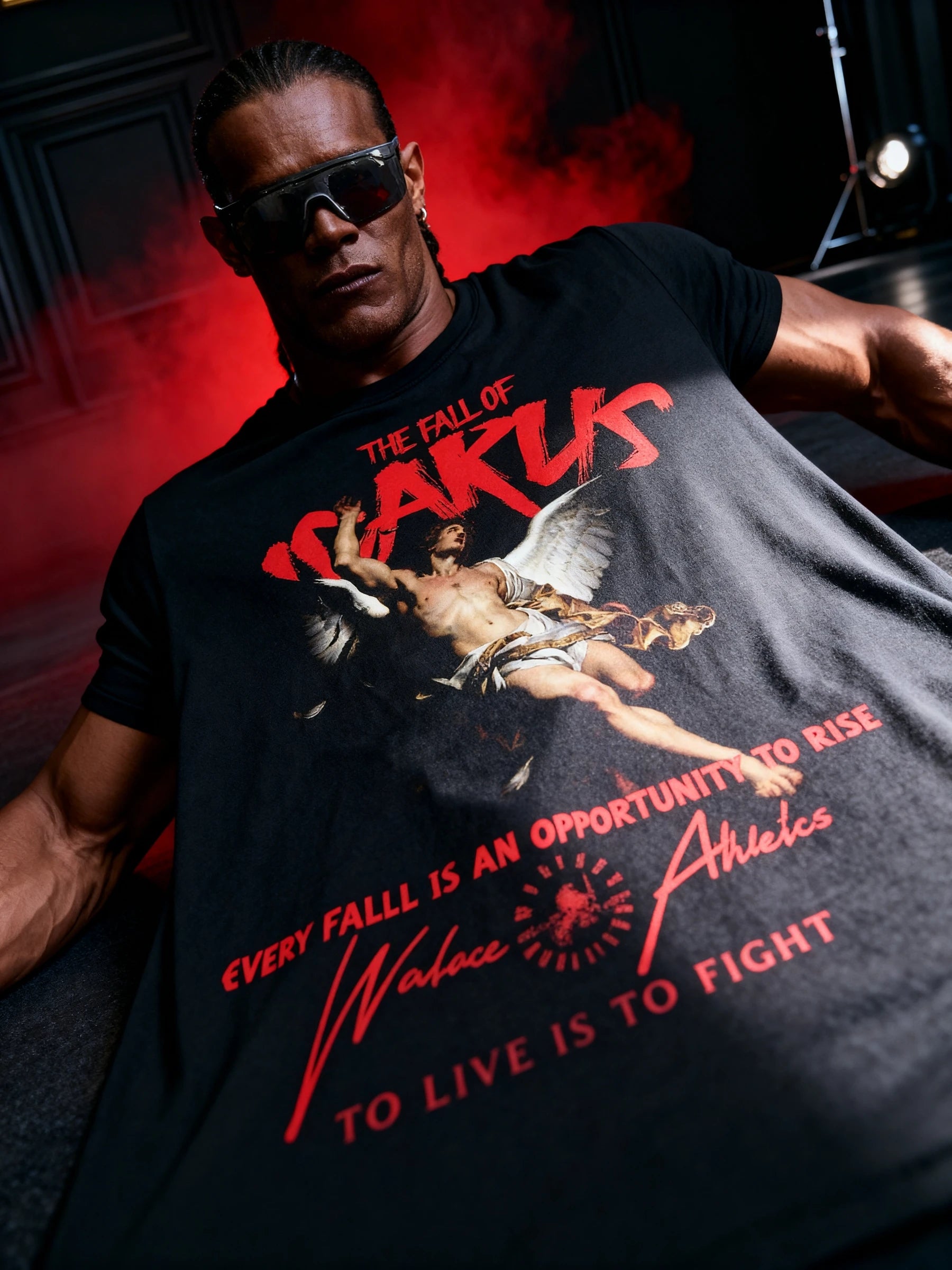 Icarus Graphic Workout Shirt for Men — Athletic Apparel with Motivational Quote and Greek Mythology Art by Warface Athletics