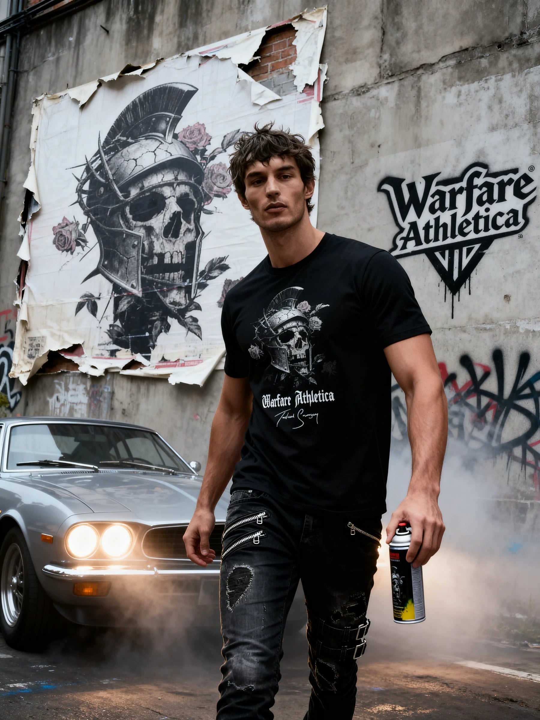 Spartan Graphic Tee Lifestyle Shot — Men's Battle Ready T-Shirt with Stoicism T-Shirt Aesthetic by Warface Athletics