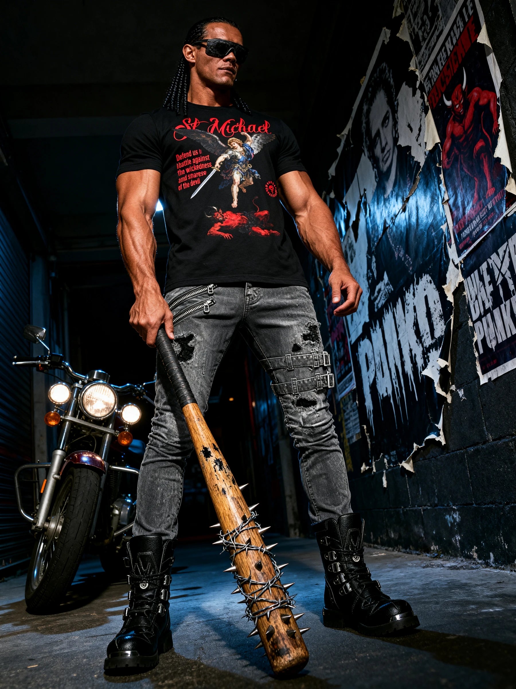 Saint Michael Gym T-Shirt Lifestyle — Men's Streetwear Tribute Shirt with Archangel Warrior Graphic by Warface Athletics