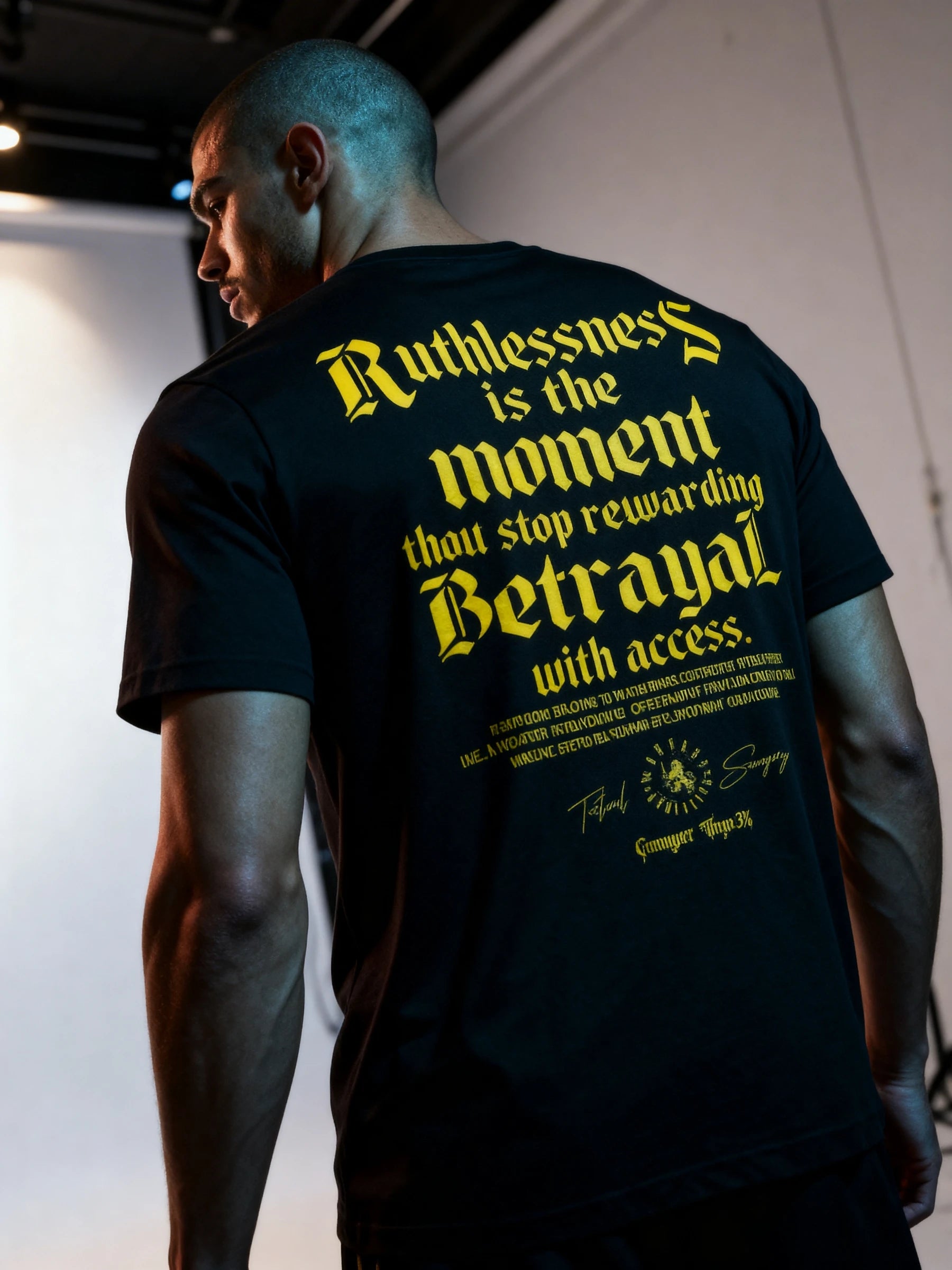 Ruthless Graphic Tee Lifestyle — Men's Stoic Quote T-Shirt with Warrior Mindset Motivational Print by Warface Athletics