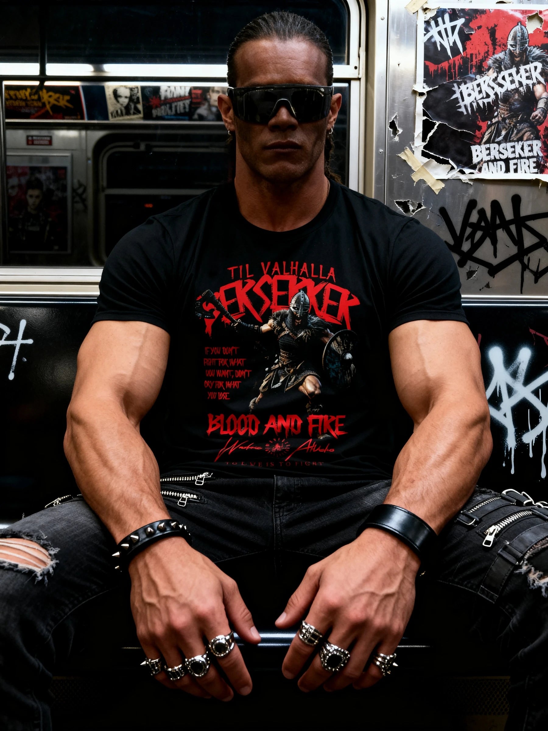 Viking Warlord Graphic Tee Lifestyle — Men's Viking Warrior T-Shirt with Stoic Motivational Quote by Warface Athletics