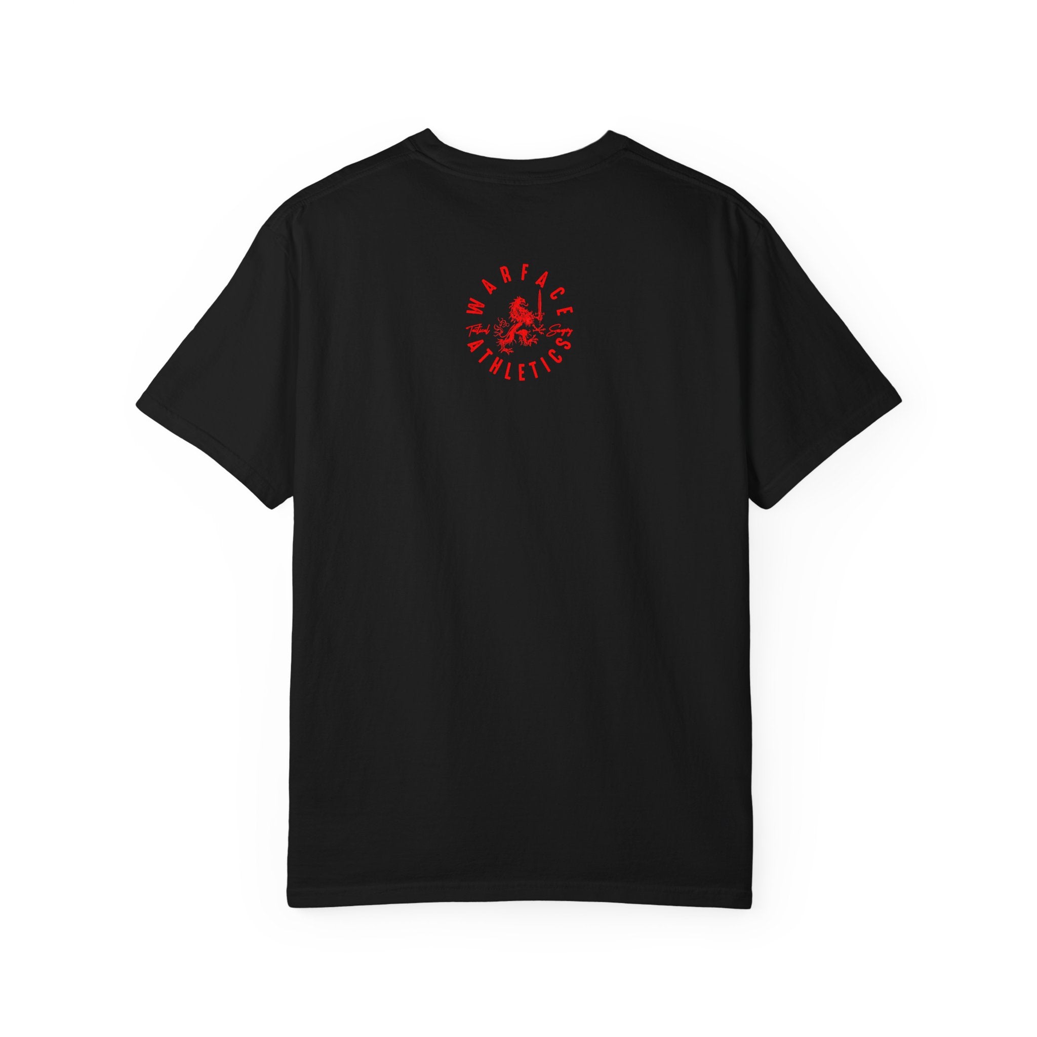 Athleisure Heavyweight Graphic Tee back View — Men's fitness logo with Motivational Quote by Warface Athletics