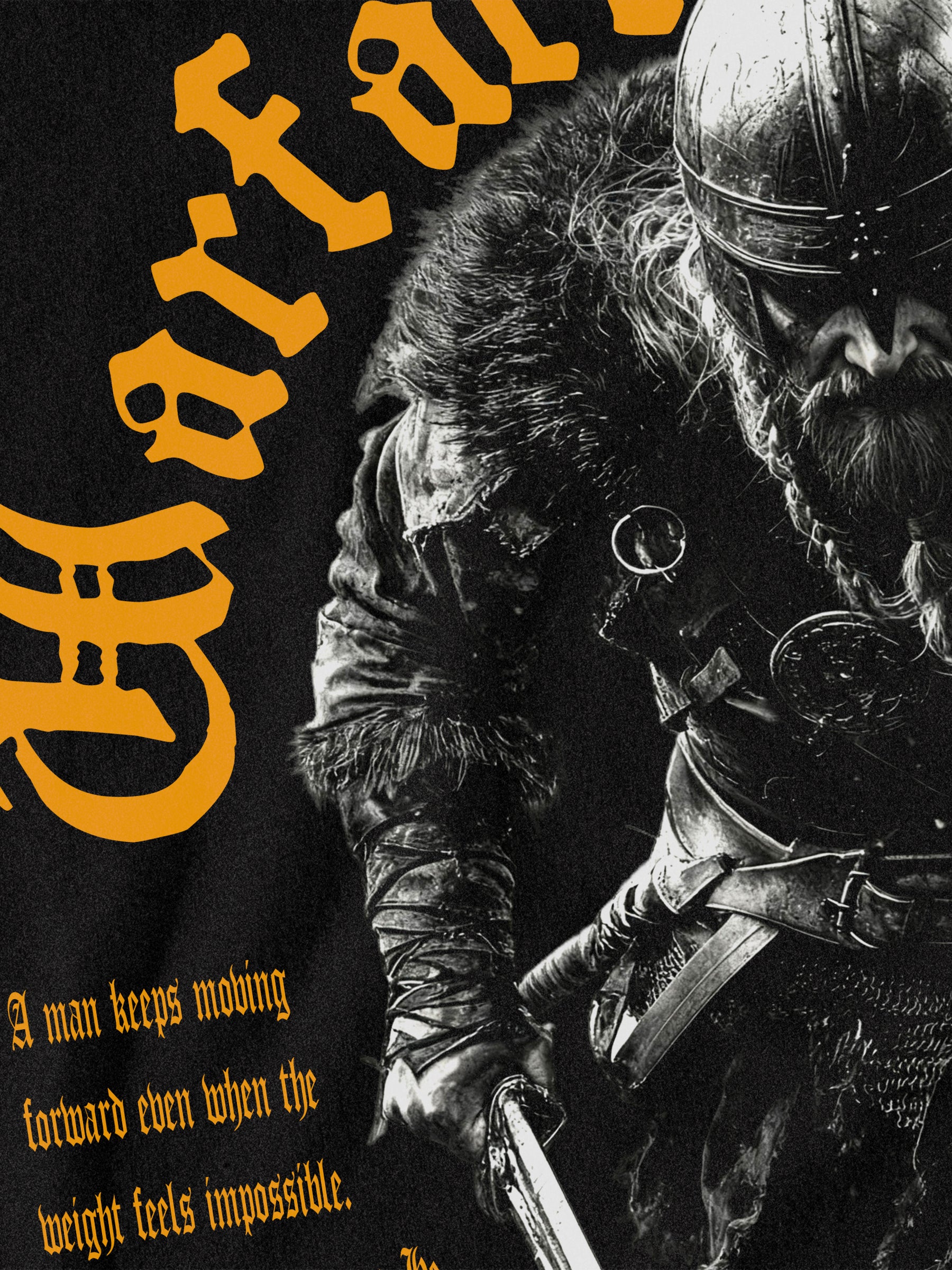 Viking Shirt Text Detail — Men's Norse T-Shirt with Warrior Graphic and Stoic Quote by Warface Athletics